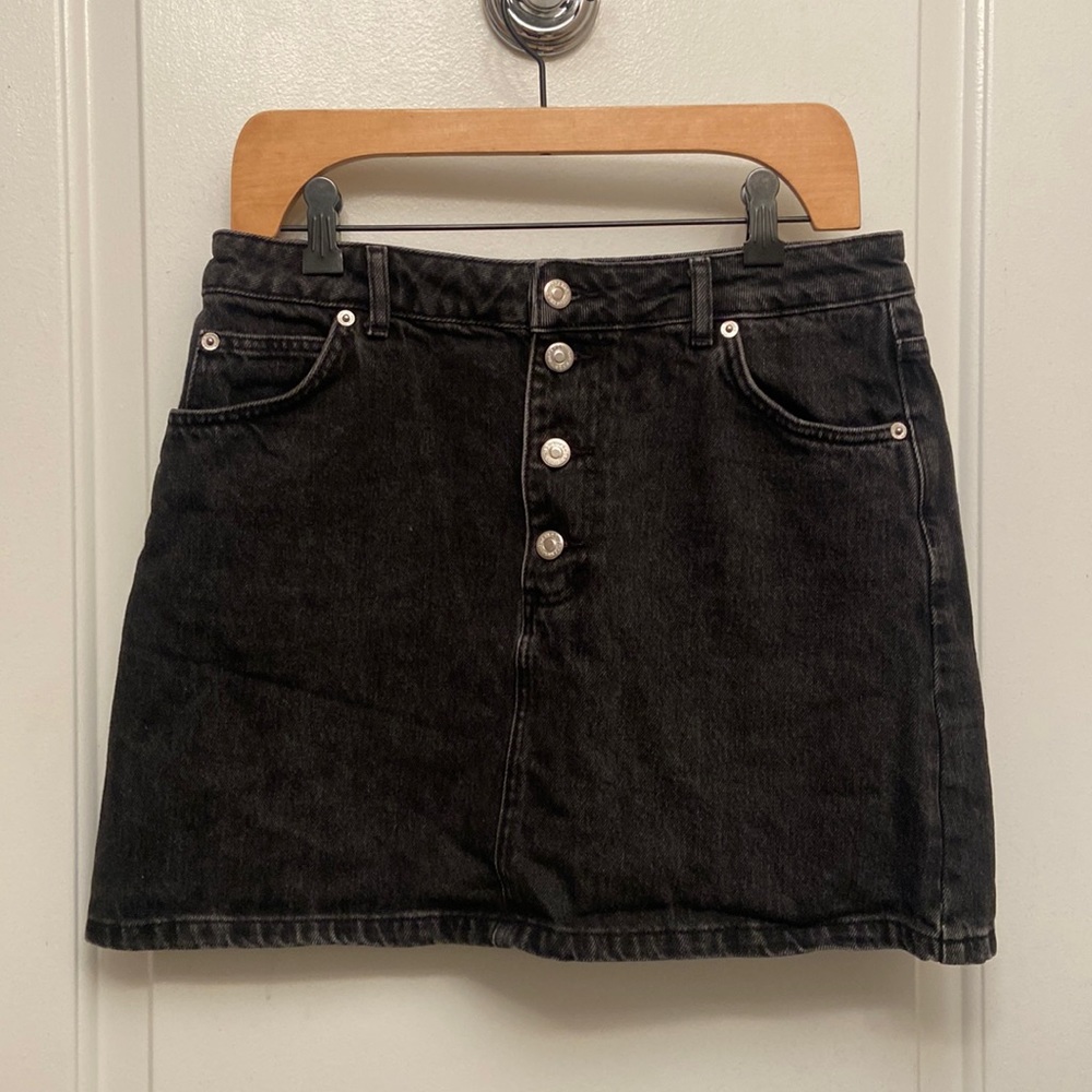 Topshop button denim mini skirt